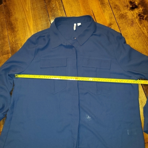 CATO Dark blue sheer longsleeve buttondown top XL - Picture 7 of 12